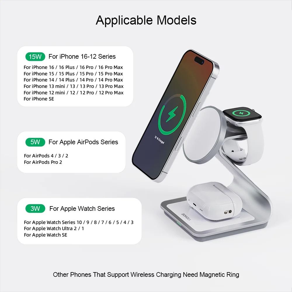30W Triple Magnetic Desktop Charging Station 4