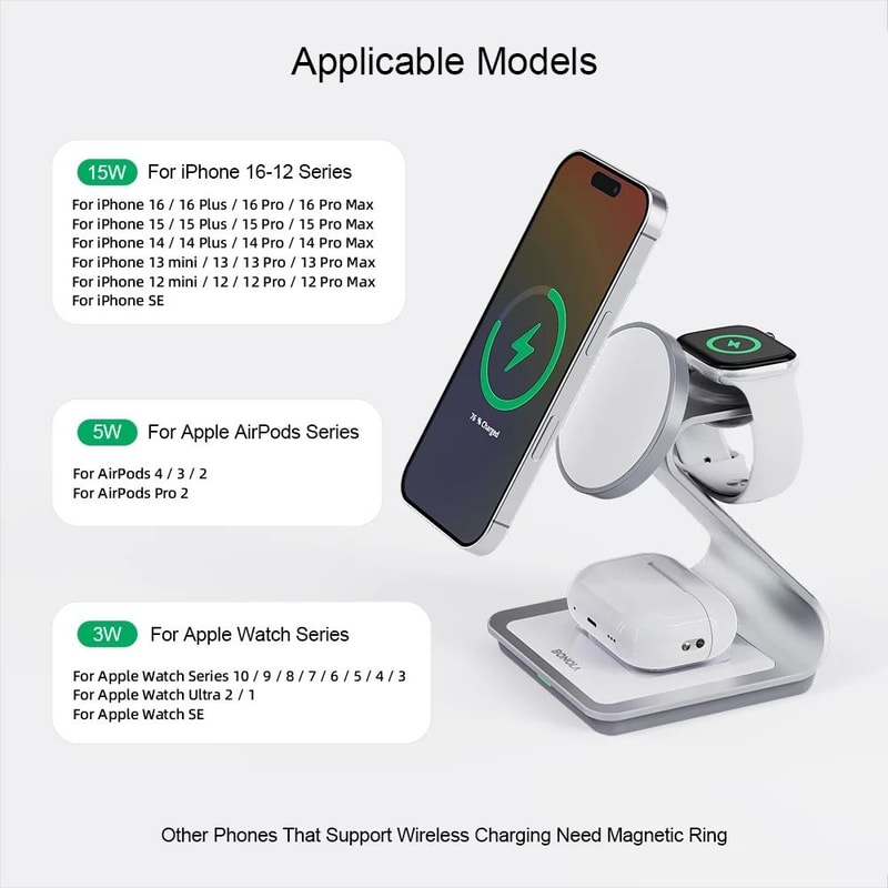 30W Triple Magnetic Desktop Charging Station 4