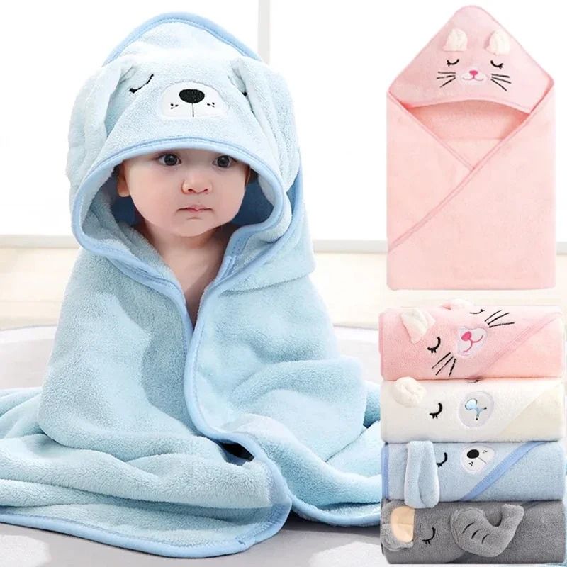 Ultra Soft Animal Character Pediatric Hooded Bath Wrap 0