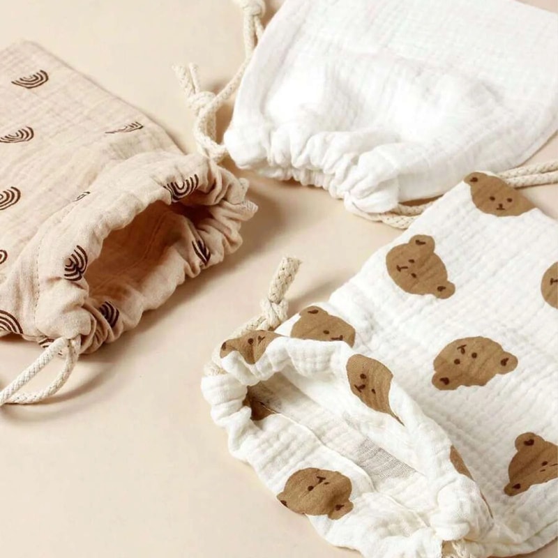 Bear Theme Cotton Muslin Pediatric Drawstring Shield 3