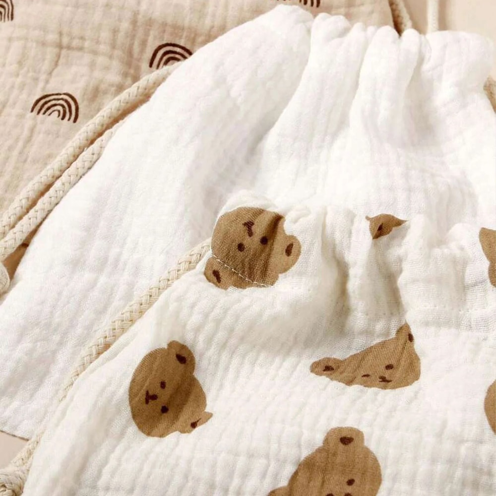 Bear Theme Cotton Muslin Pediatric Drawstring Shield 4