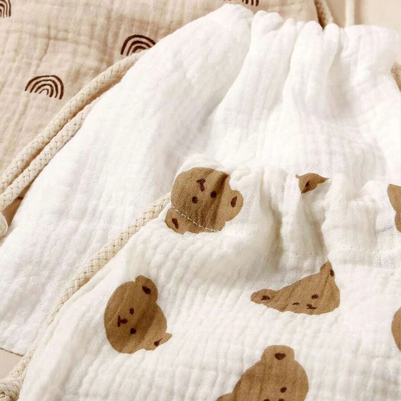 Bear Theme Cotton Muslin Pediatric Drawstring Shield 4