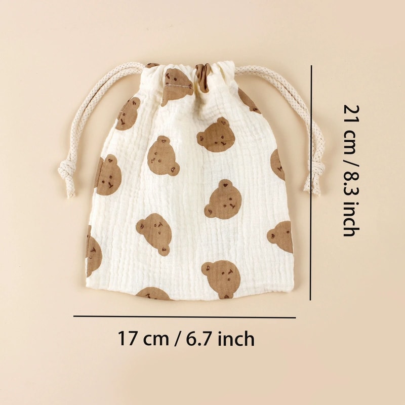 Bear Theme Cotton Muslin Pediatric Drawstring Shield 5