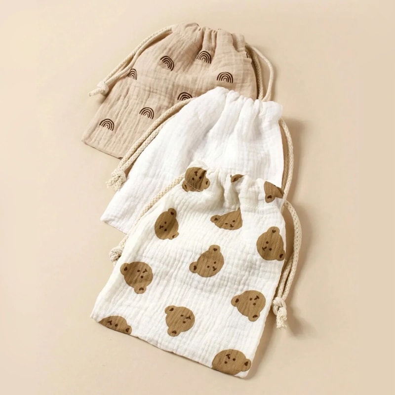 Bear Theme Cotton Muslin Pediatric Drawstring Shield 7