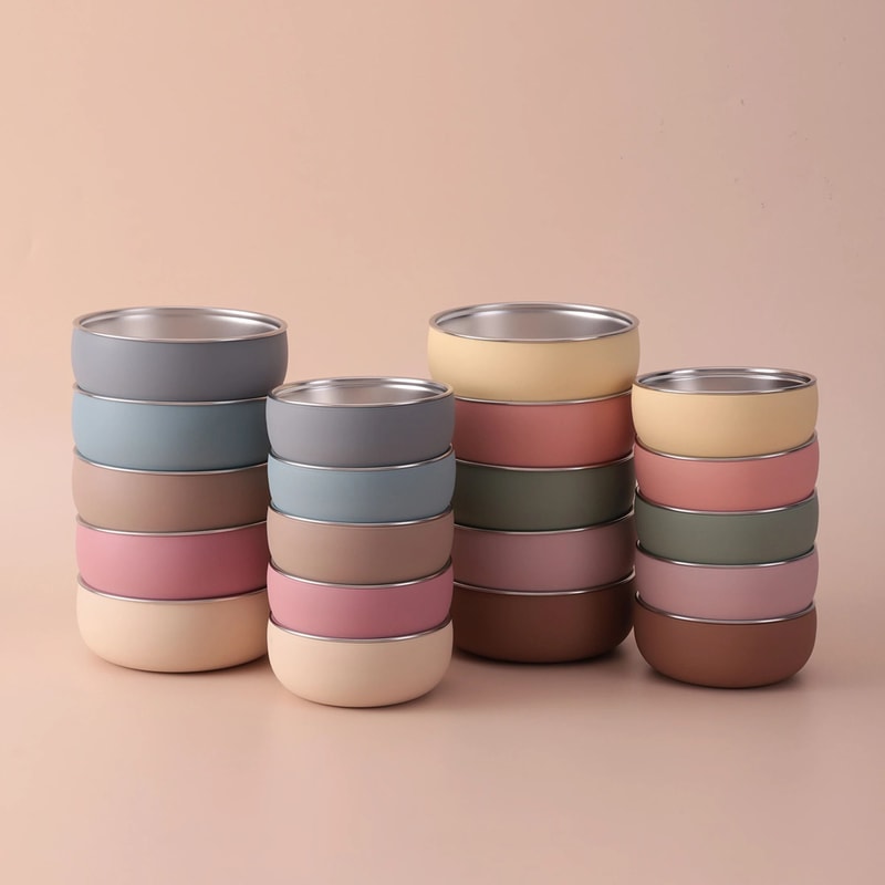 Double Layer Stainless Steel Pediatric Feeding Bowl Set 1