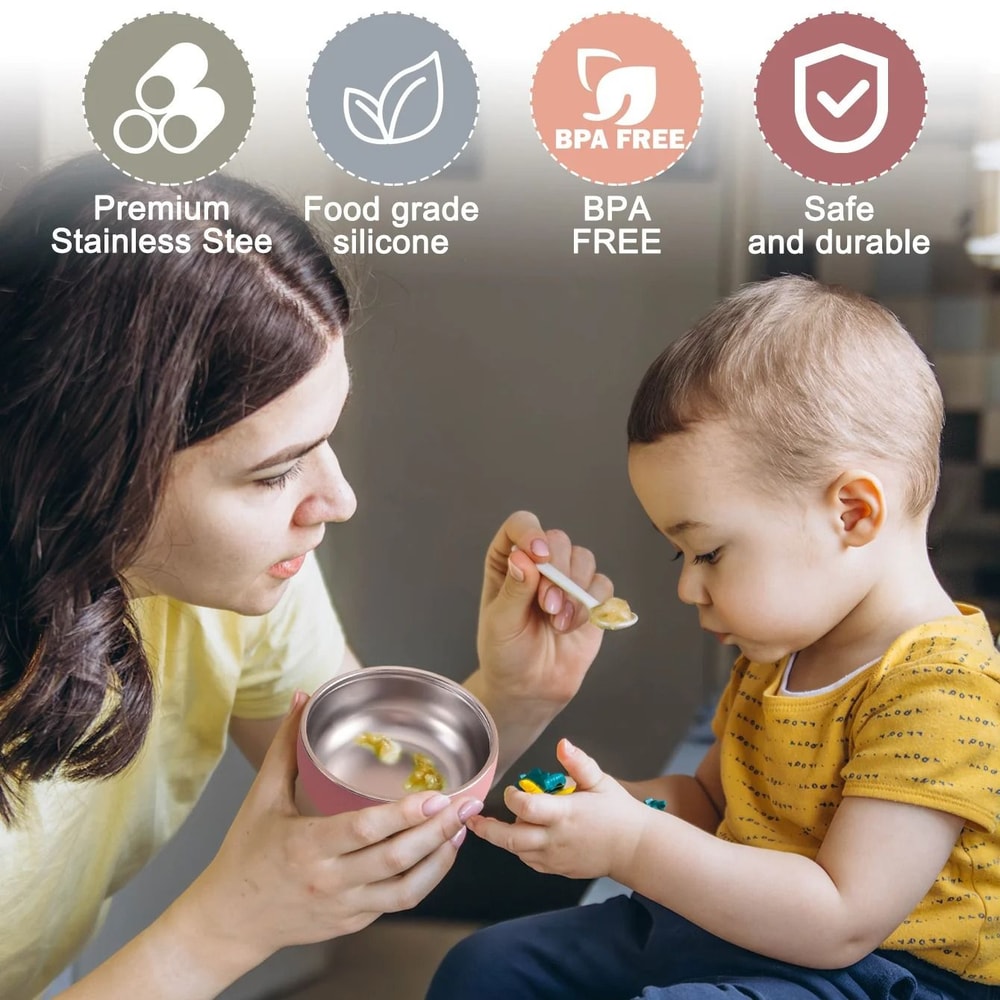 Double Layer Stainless Steel Pediatric Feeding Bowl Set 5