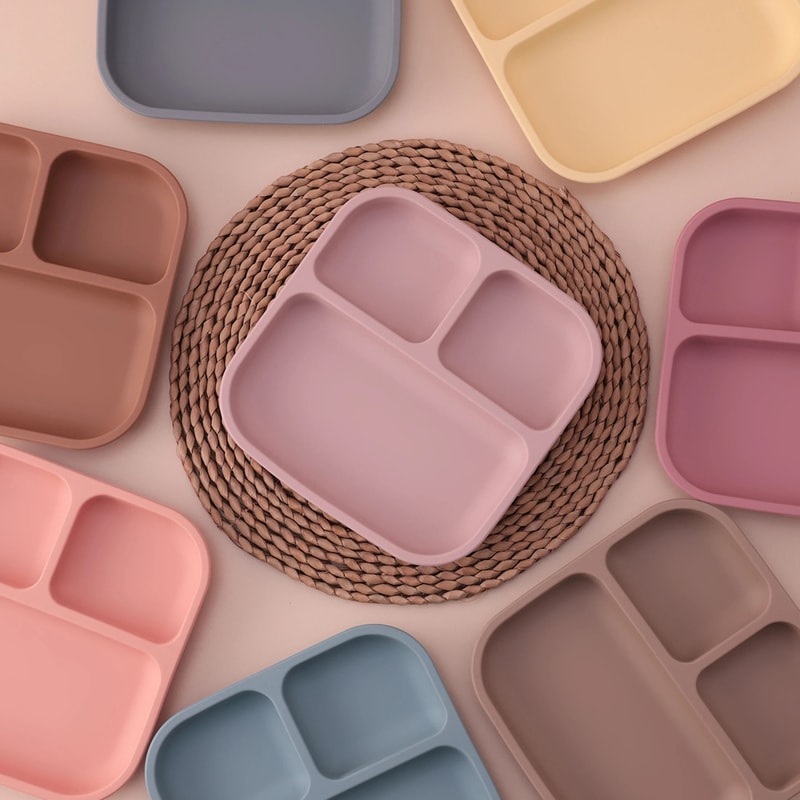 Divided Square Kids Silicone Suction Plate 0