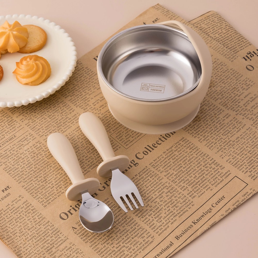 3 Piece Stainless Steel Kids Feeding Set 0