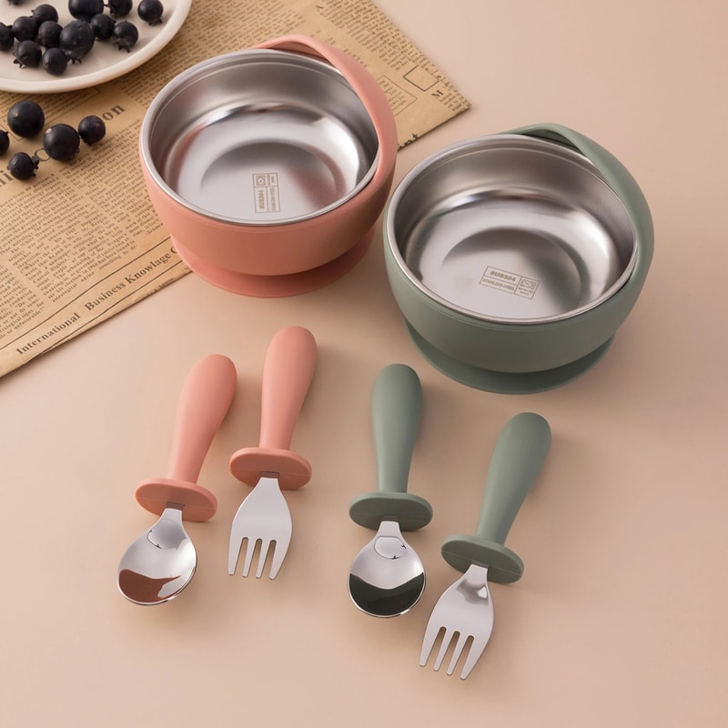 3 Piece Stainless Steel Kids Feeding Set 1