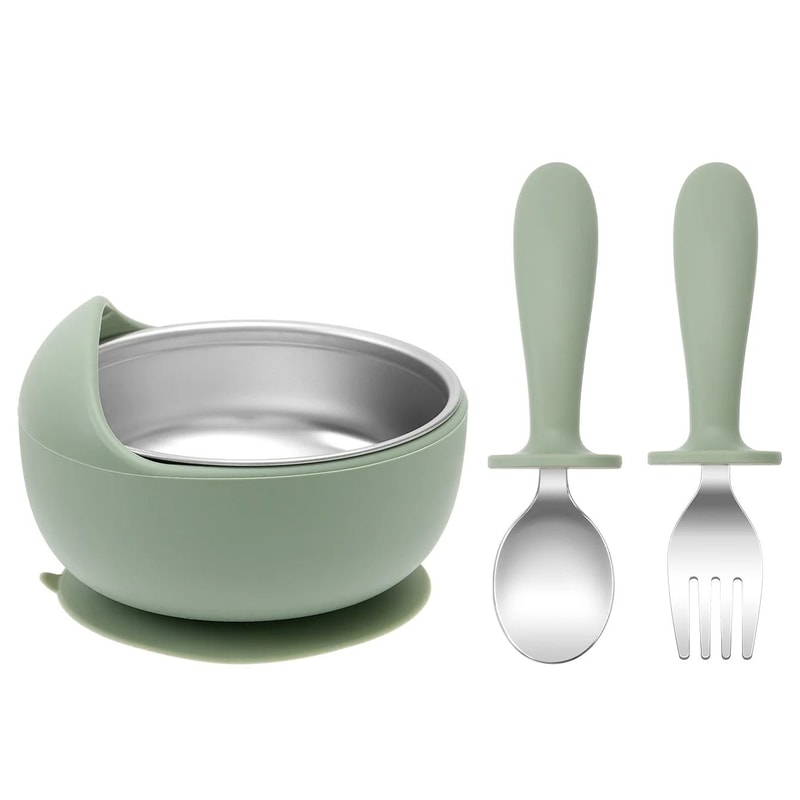 3 Piece Stainless Steel Kids Feeding Set 14