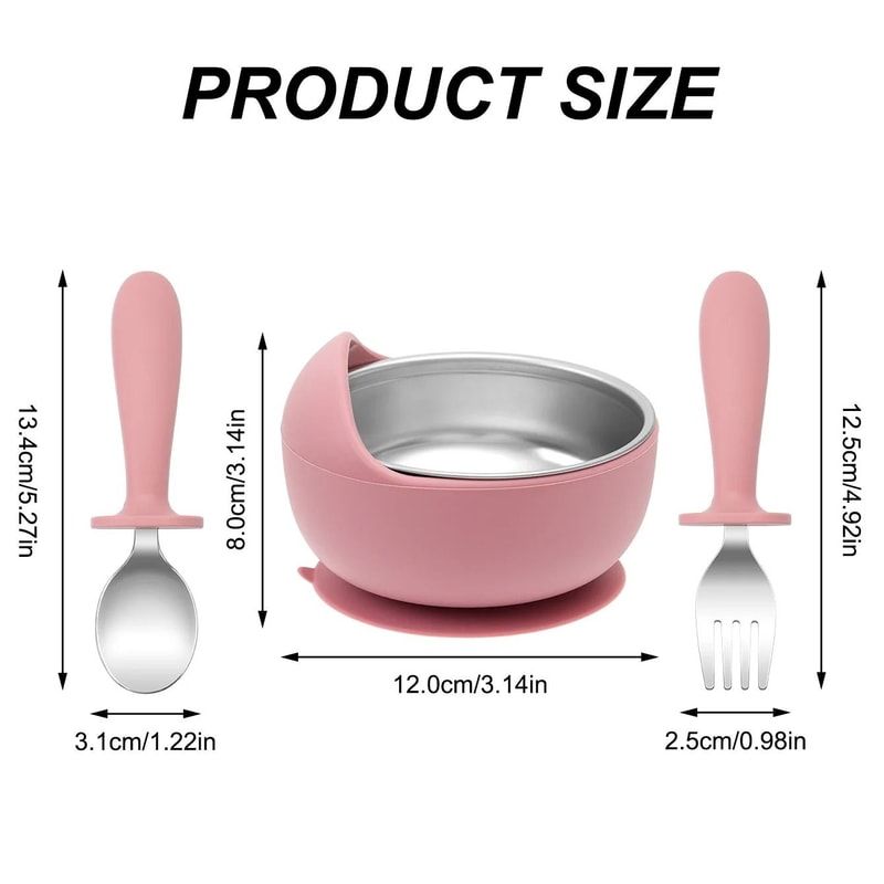 3 Piece Stainless Steel Kids Feeding Set 3
