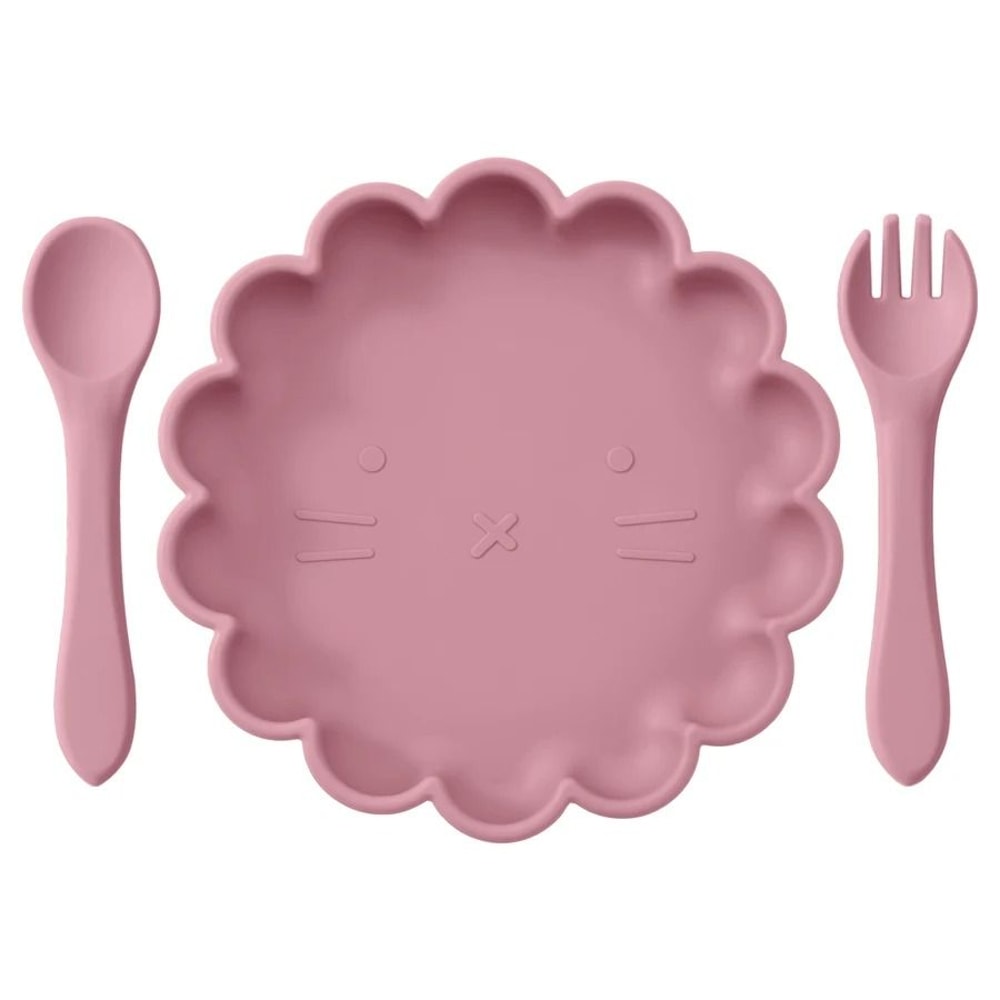 3 Piece Cute Lion Kids Silicone Feeding Set 7