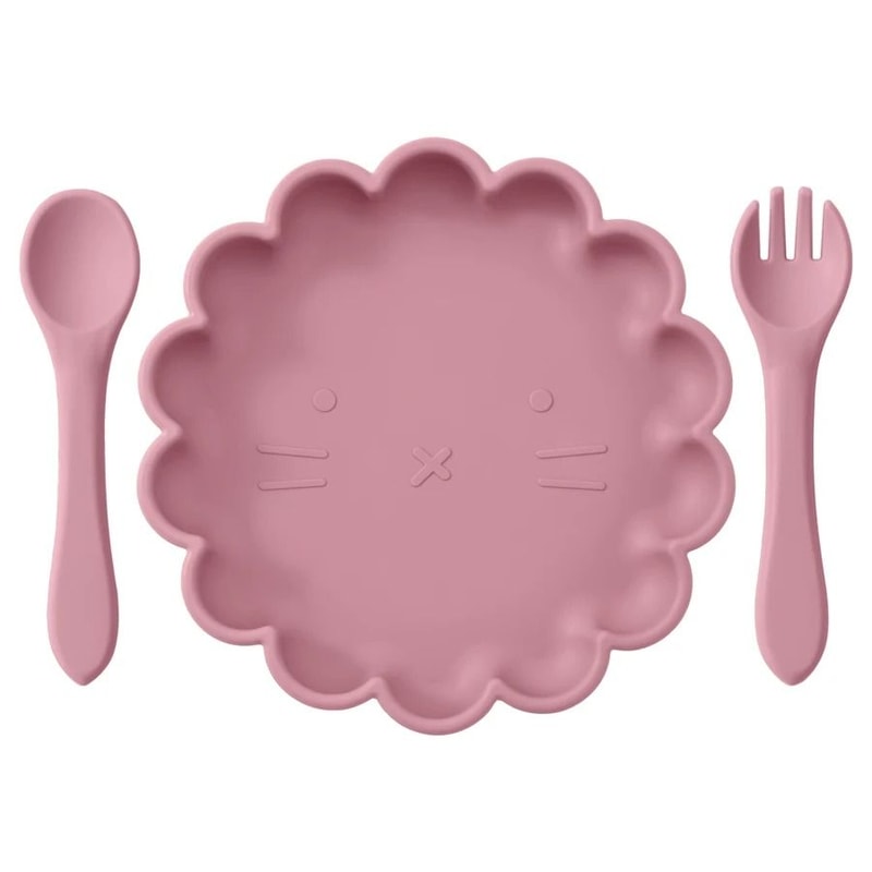 3 Piece Cute Lion Kids Silicone Feeding Set 7