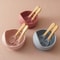 3 Piece Wood And Silicone Kids Feeding Bowl Set 0