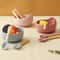 3 Piece Wood And Silicone Kids Feeding Bowl Set 5