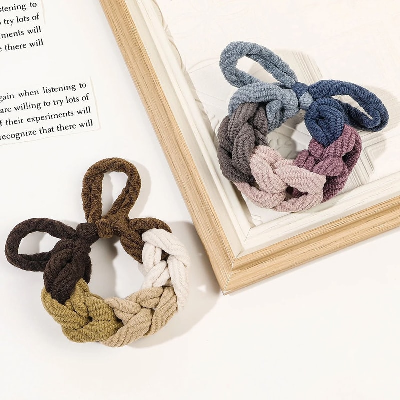 Hand Woven Bow Elastic Hair Ties 5