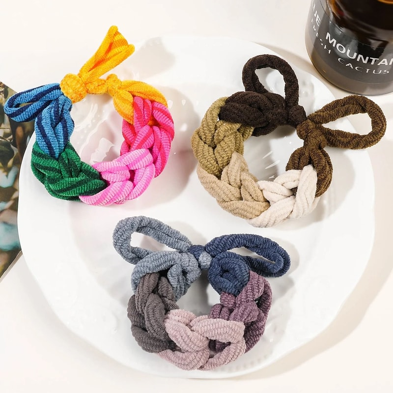 Hand Woven Bow Elastic Hair Ties 6