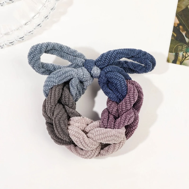 Hand Woven Bow Elastic Hair Ties 9