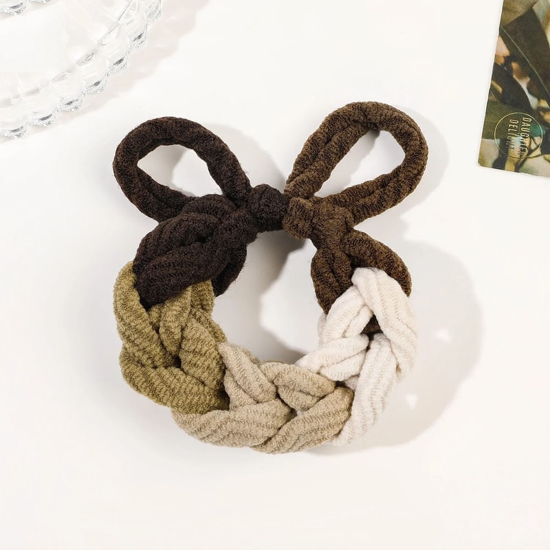 Hand Woven Bow Elastic Hair Ties 7