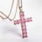 Multi Color Crystal Jesus Cross Pendant Necklace 3