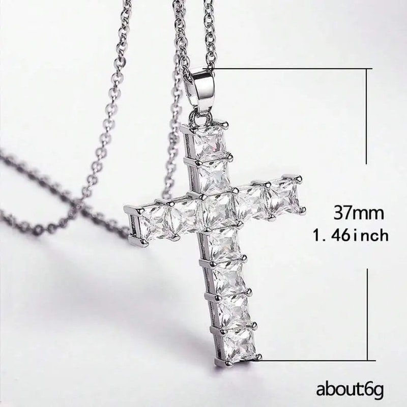 Multi Color Crystal Jesus Cross Pendant Necklace 8