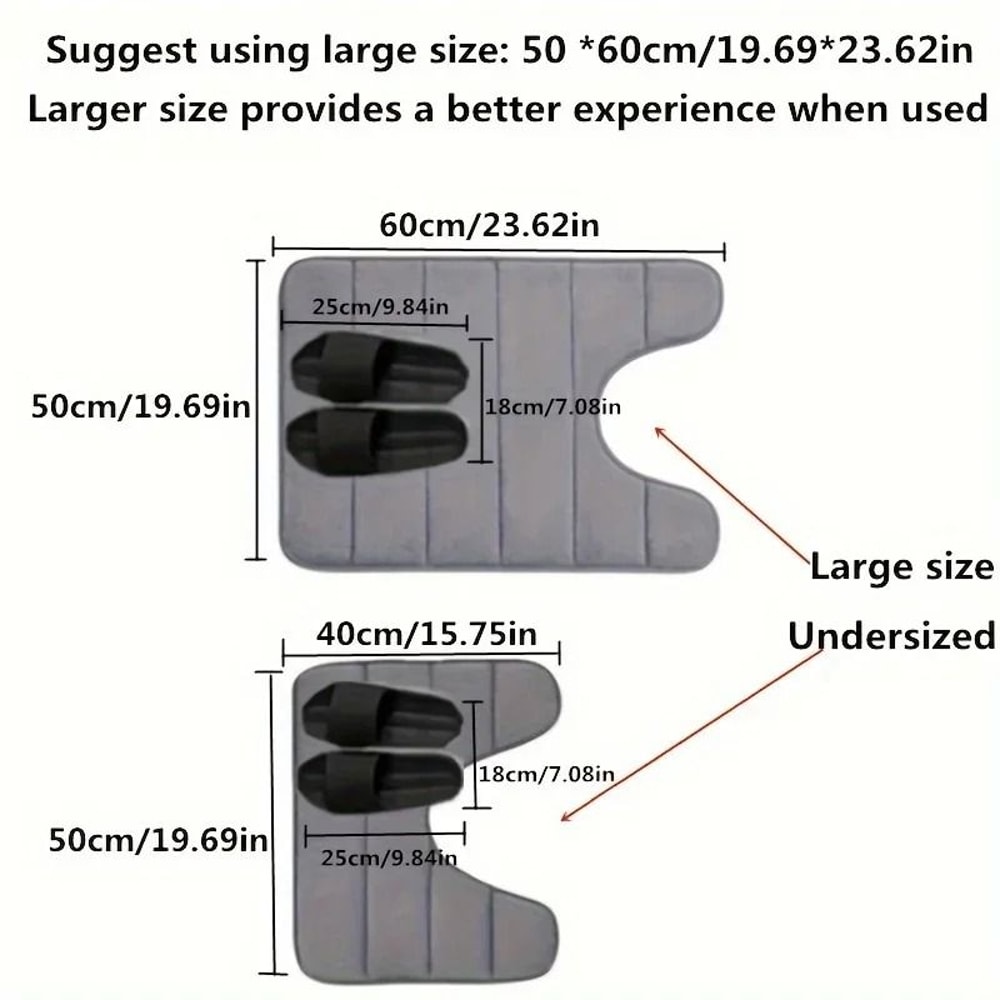 U Shaped Absorbent Memory Foam Toilet Mat 2