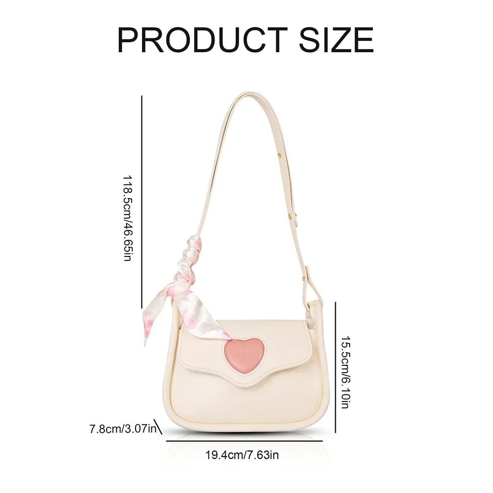 Retro Heart Detailed Saddle Shoulder Bag 5
