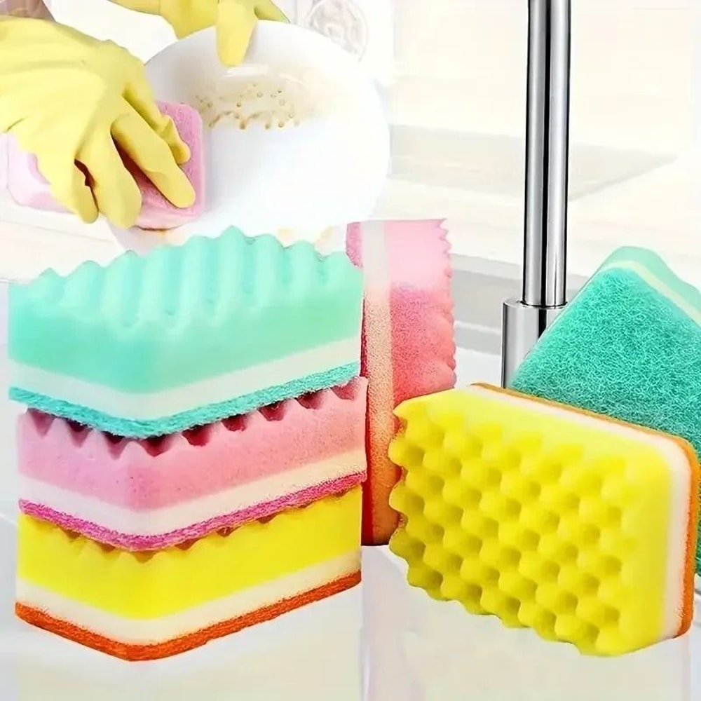 5 Piece Small Wave Dishwashing Sponges 0