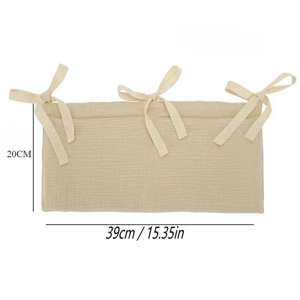 Cotton Double Pouch Baby Crib Storage Bag 3