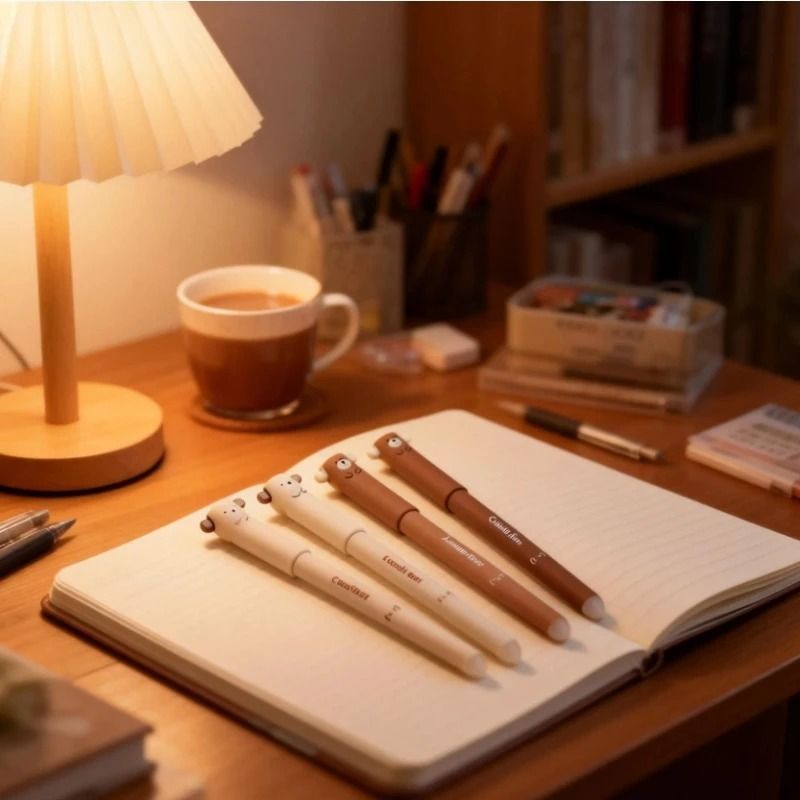 4 Piece Coffee Bear Erasable Neutral Pen Set 1