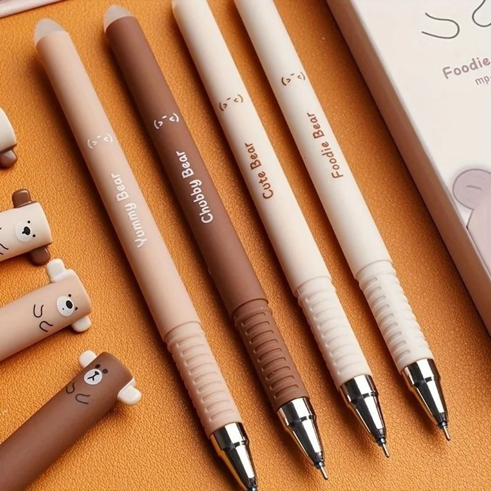 4 Piece Coffee Bear Erasable Neutral Pen Set 5