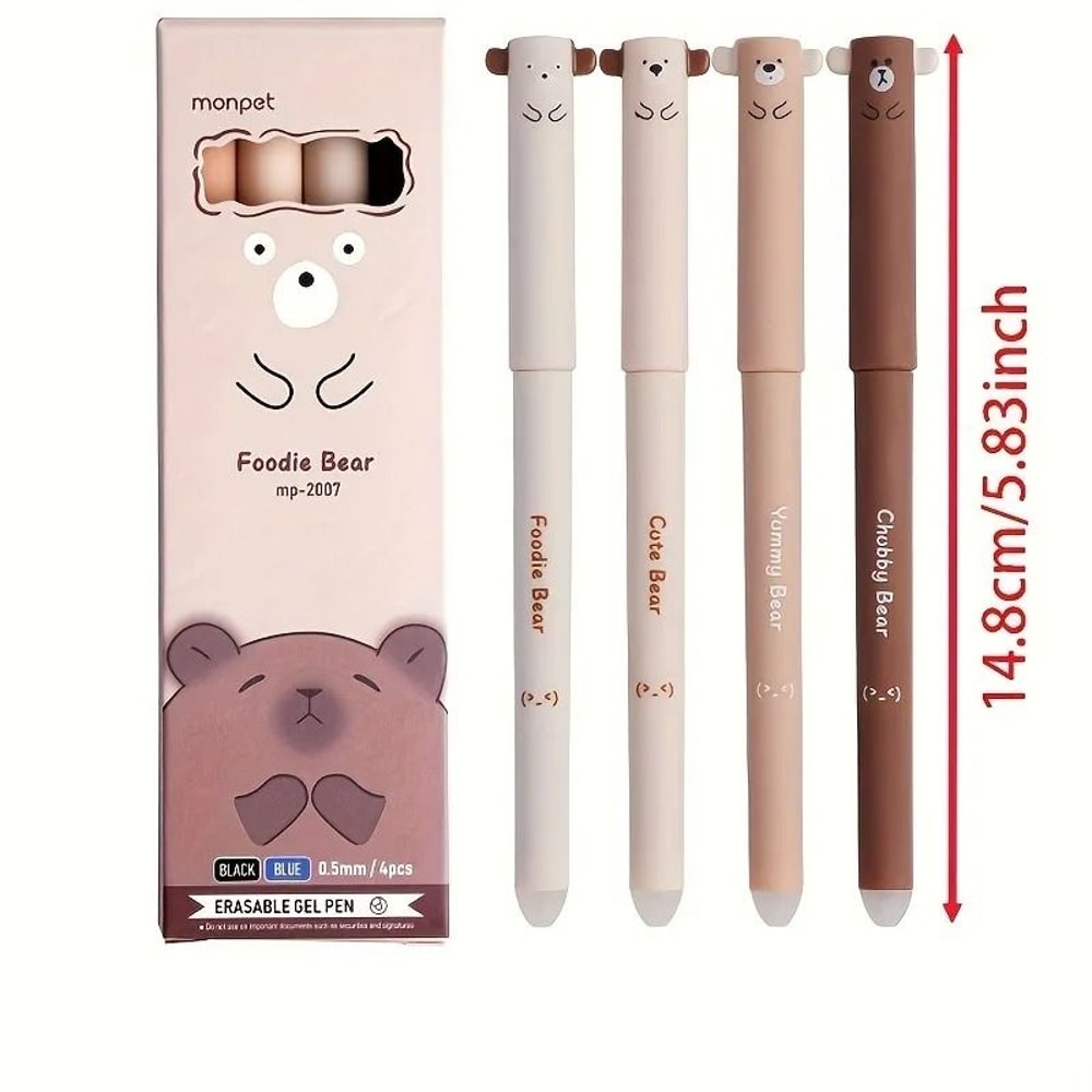 4 Piece Coffee Bear Erasable Neutral Pen Set 6