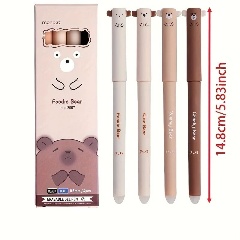 4 Piece Coffee Bear Erasable Neutral Pen Set 6