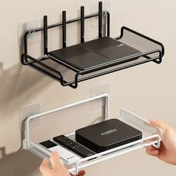 sleek stainless steel floating router shelf
