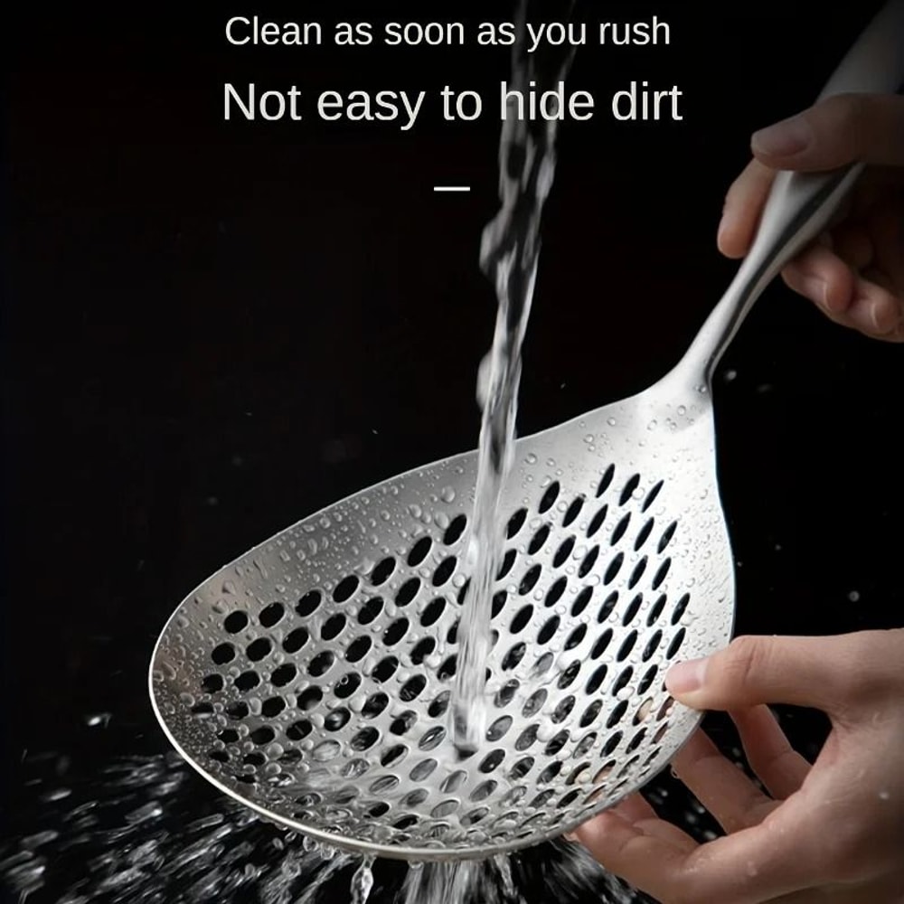 Reinforced Stainless Steel Kitchen Strainer With Wood Handle 2