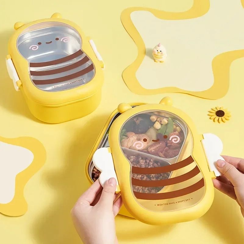 Insulated Bee Shape Stainless Steel Bento Box 3