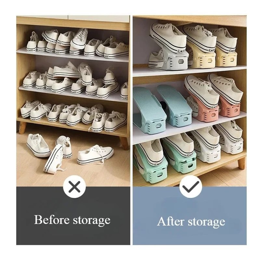 Space Saving Adjustable Shoe Stacking Rack 1