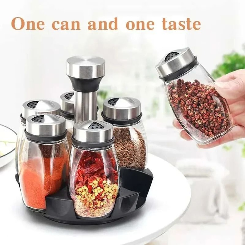 High Clarity Rotating Glass Spice And Seasoning Set 1
