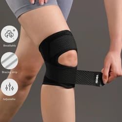performance breathable elastic knee support with lateral spring stays