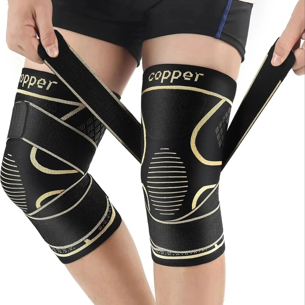 Copper Infused High Tension Knee Support With Adjustable Compression Strap 7