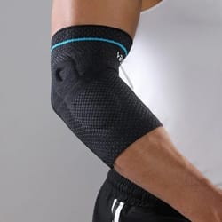 high performance 3d knitted elbow support with integrated gel protection