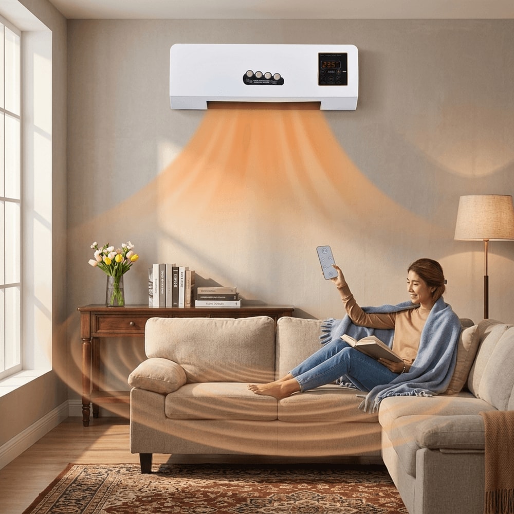 2 In 1 Wall Mounted Heater Fan With Remote And Timer For Bedroom Office Small Spaces 0