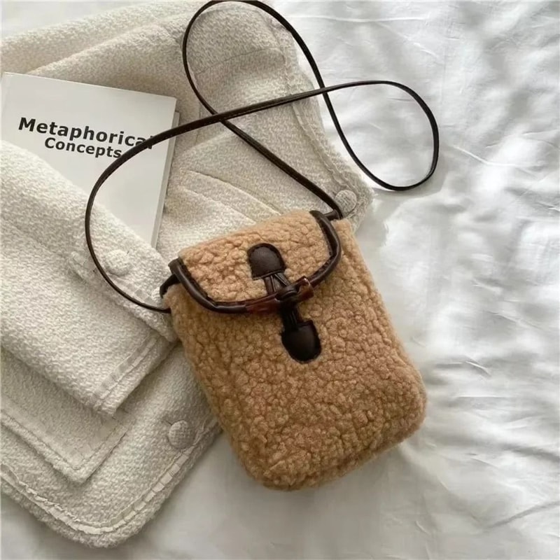 Plush Lambswool Mini Phone Handbag 10
