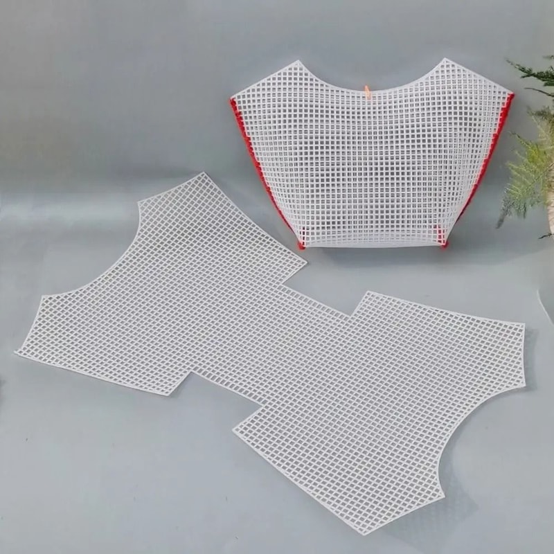 DIY Plastic Mesh Canvas Bag Grid 0