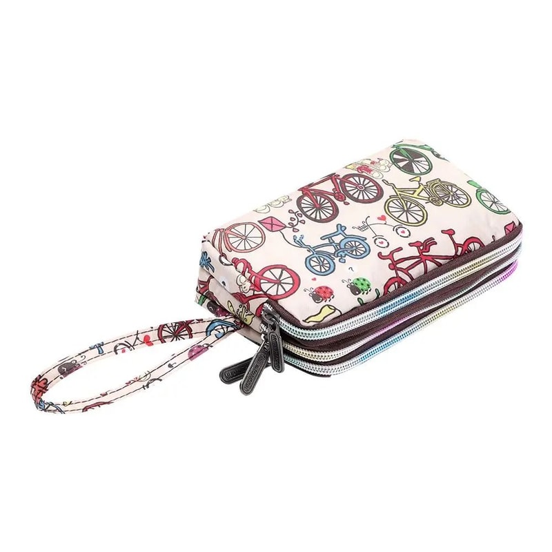 ThreeLayer Floral Canvas Wristlet Bag 12