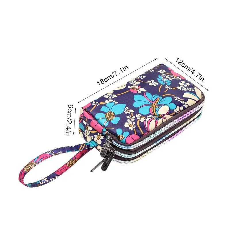 ThreeLayer Floral Canvas Wristlet Bag 3