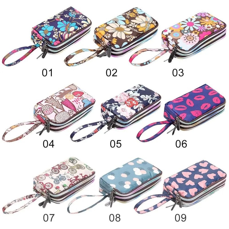 ThreeLayer Floral Canvas Wristlet Bag 5