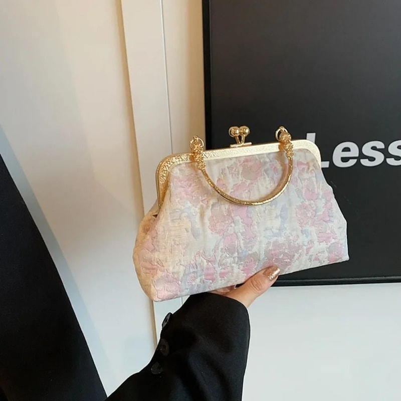 Vintage French Gold Velvet Evening Clutch 12