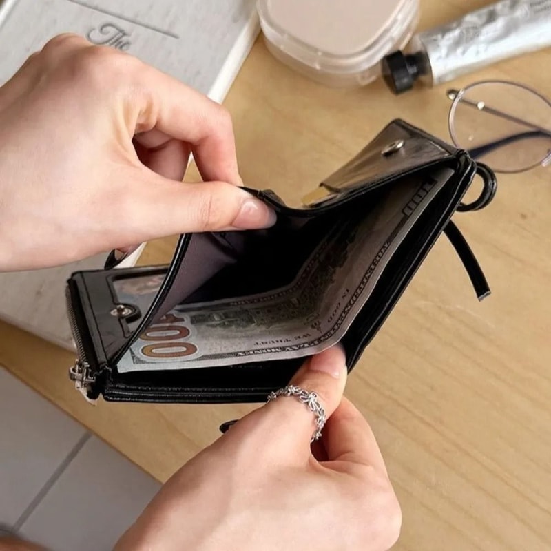 Y2K LaceUp Bow Short Wallet With Slim Card Insert 2