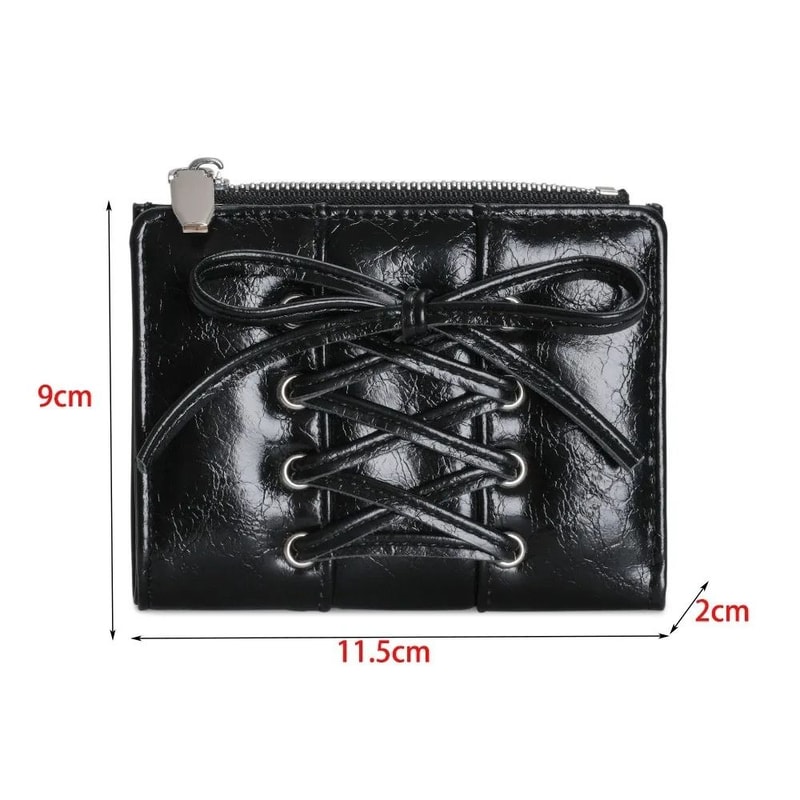 Y2K LaceUp Bow Short Wallet With Slim Card Insert 3